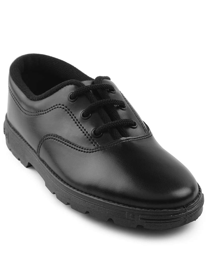 boys solid lace up uniform shoes - 22030413 -  Standard Image - 1