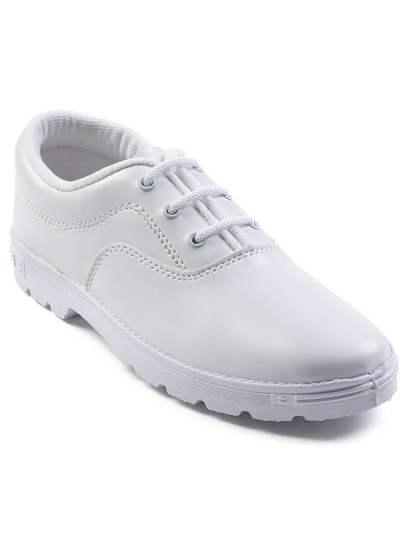 boys solid lace up uniform shoes - 22030414 -  Standard Image - 1