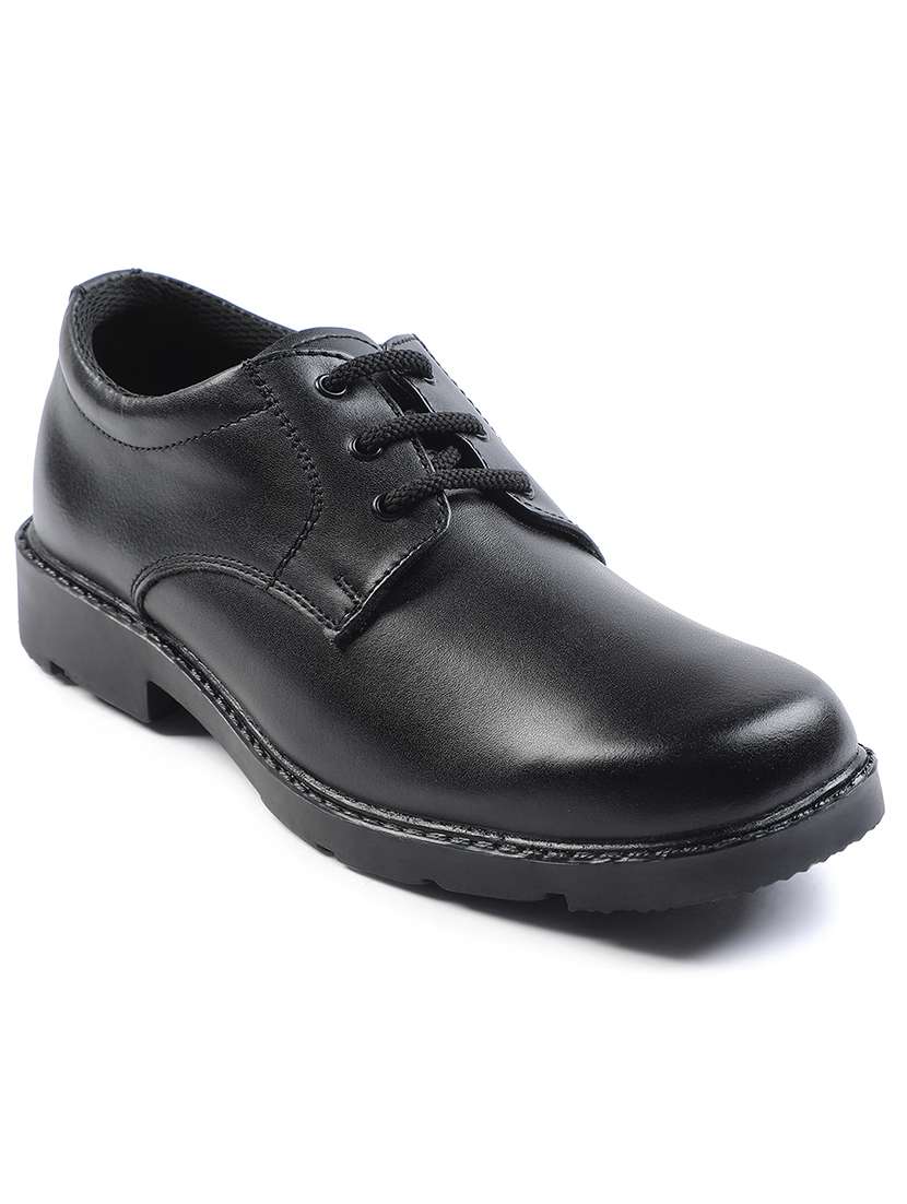 boys solid lace up uniform shoes - 22030416 -  Standard Image - 1