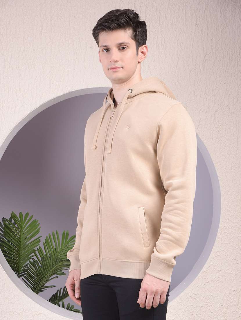 men solid long sleeve hooded zipper  - 22030612 -  Standard Image - 1
