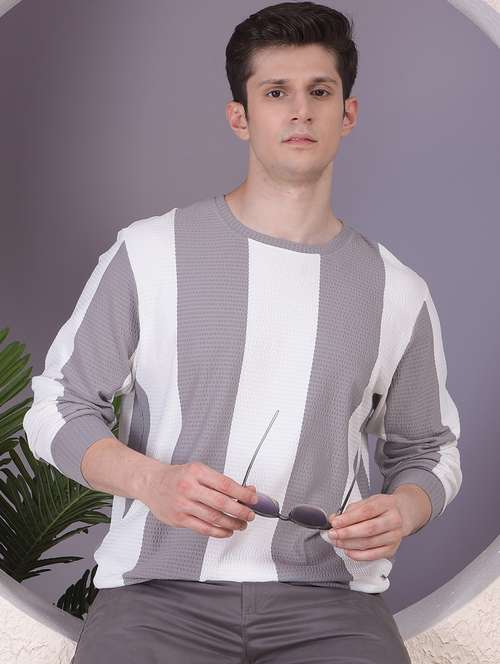 men striped long sleeve regular fit sweatshirt - 22030618 - Standard Image - 0