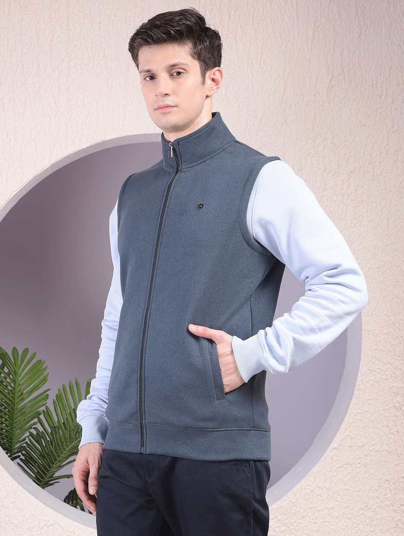 men solid sleeveless regular fit sweatshirt - 22030619 - Standard Image - 1