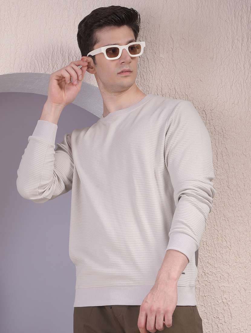 men solid long sleeve regular fit sweatshirt