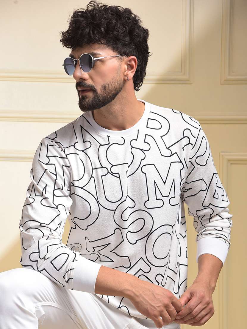men printed long sleeve regular fit sweatshirt