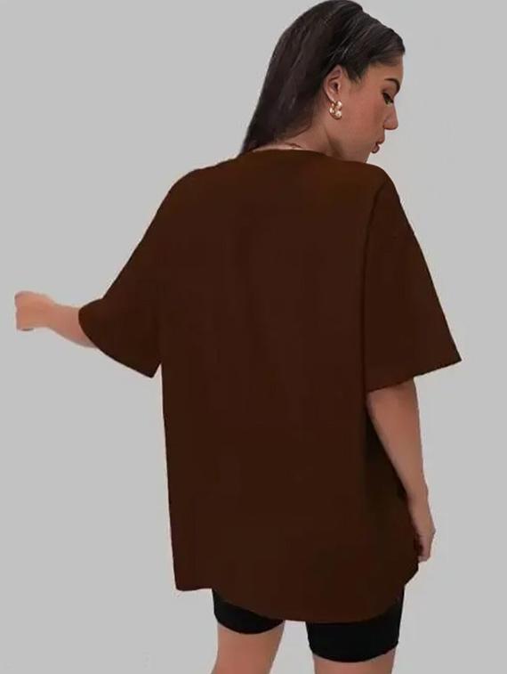 women solid short sleeve oversized t-shirt - 22030655 - Standard Image - 1