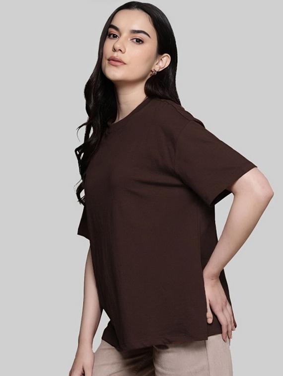 women solid short sleeve oversized t-shirt - 22030656 -  Standard Image - 1