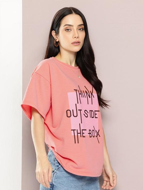 women printed short sleeve oversized t-shirt - 22030660 - Standard Image - 1