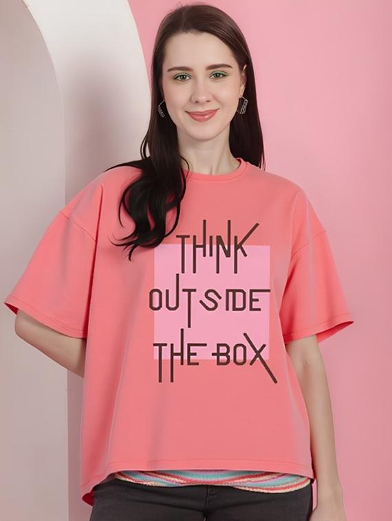 women printed short sleeve oversized t-shirt - 22030663 - Standard Image - 1