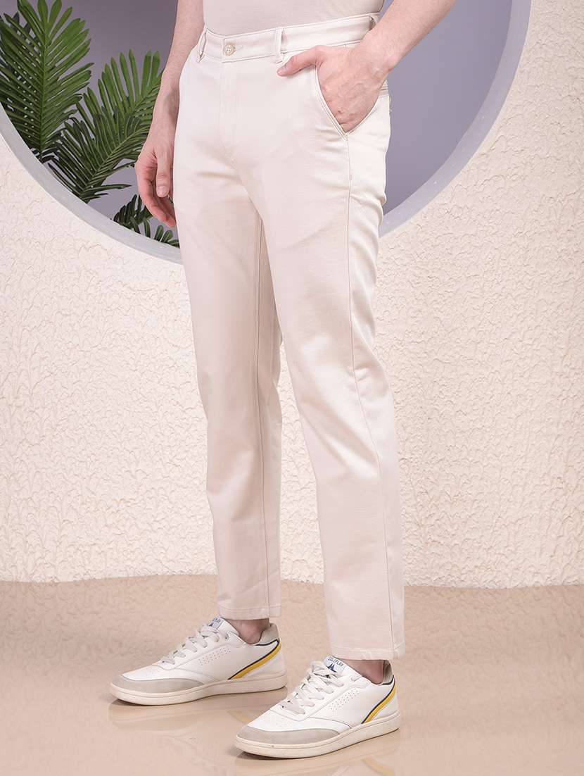 men solid mid rise slim fit chinos  - 22030673 -  Standard Image - 1