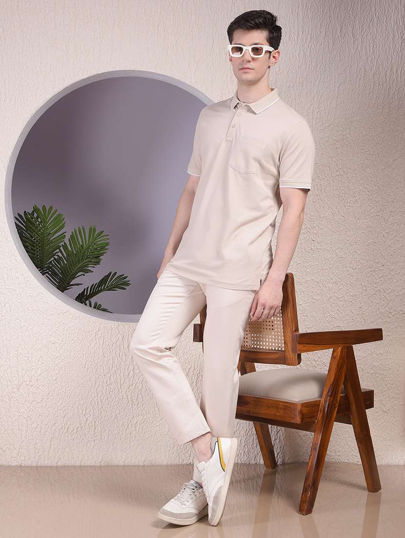 men solid mid rise slim fit chinos  - 22030673 -  Standard Image - 4