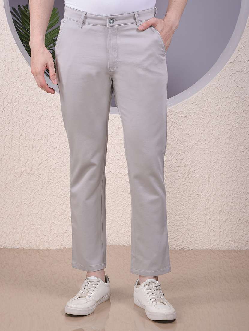 men solid mid rise slim fit chinos 