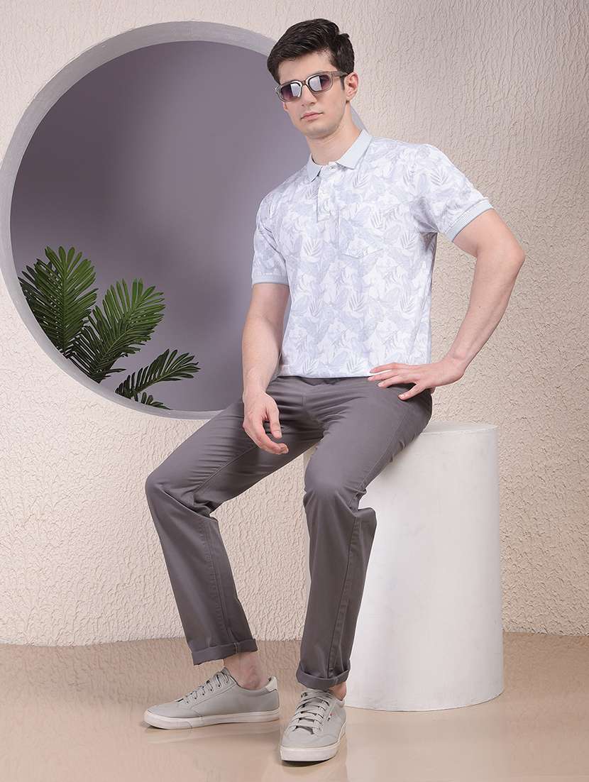 men solid mid rise straight fit chinos - 22030675 - Standard Image - 4