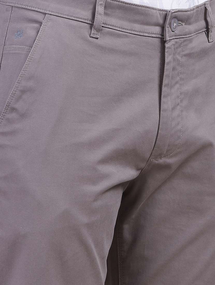 men solid mid rise straight fit chinos - 22030675 - Standard Image - 6