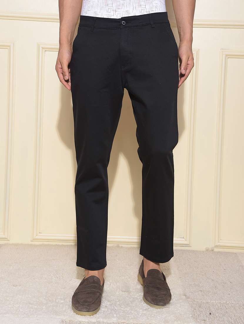 men solid mid rise straight fit chinos - 22030684 - Zoom Image - 0