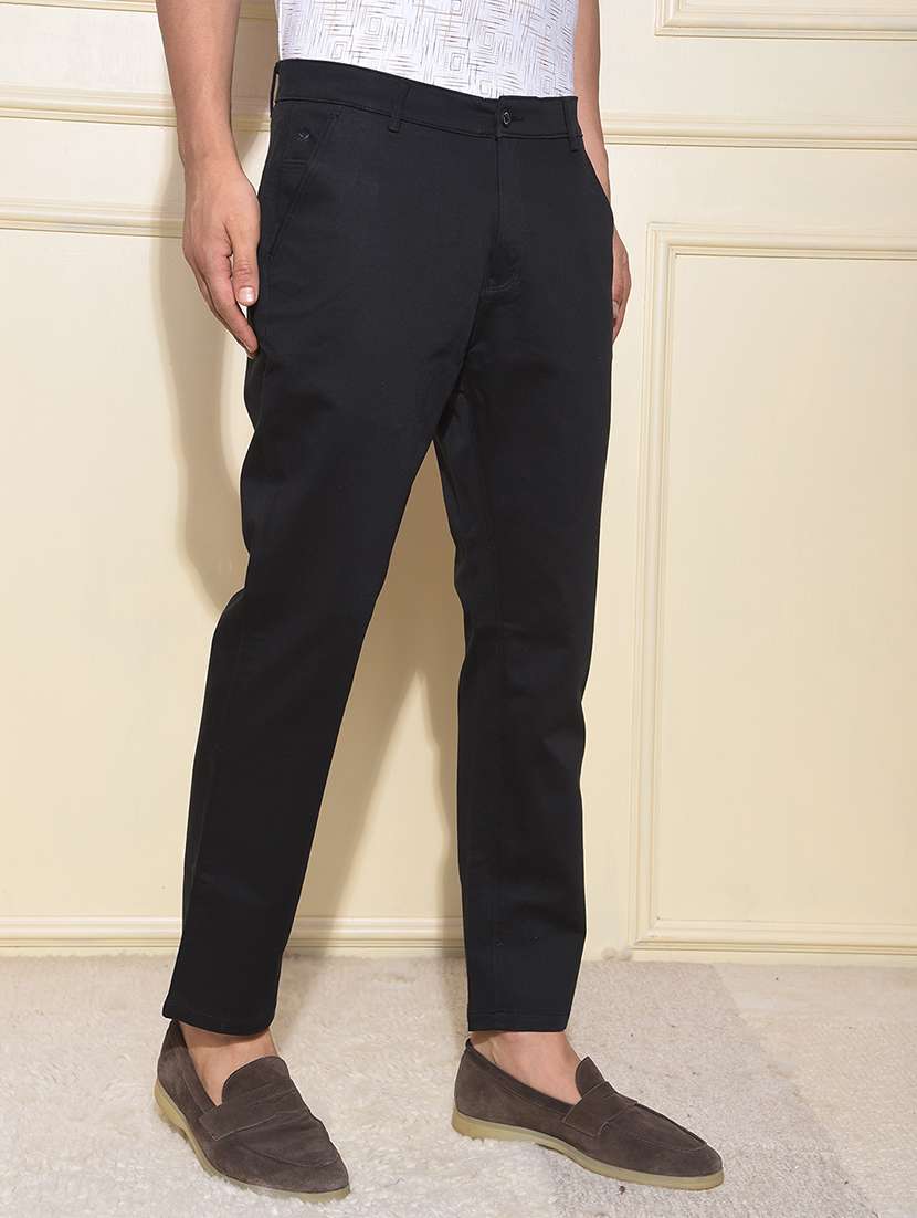 men solid mid rise straight fit chinos - 22030684 - Standard Image - 1