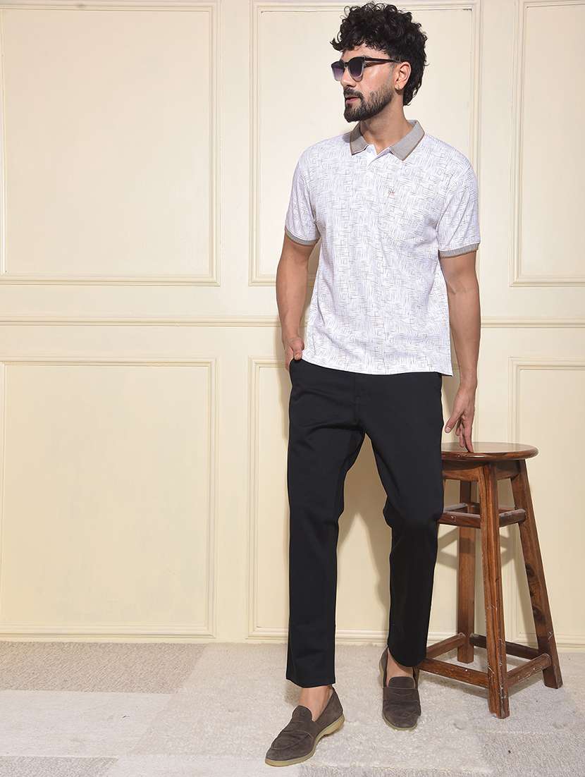 men solid mid rise straight fit chinos - 22030684 - Standard Image - 4