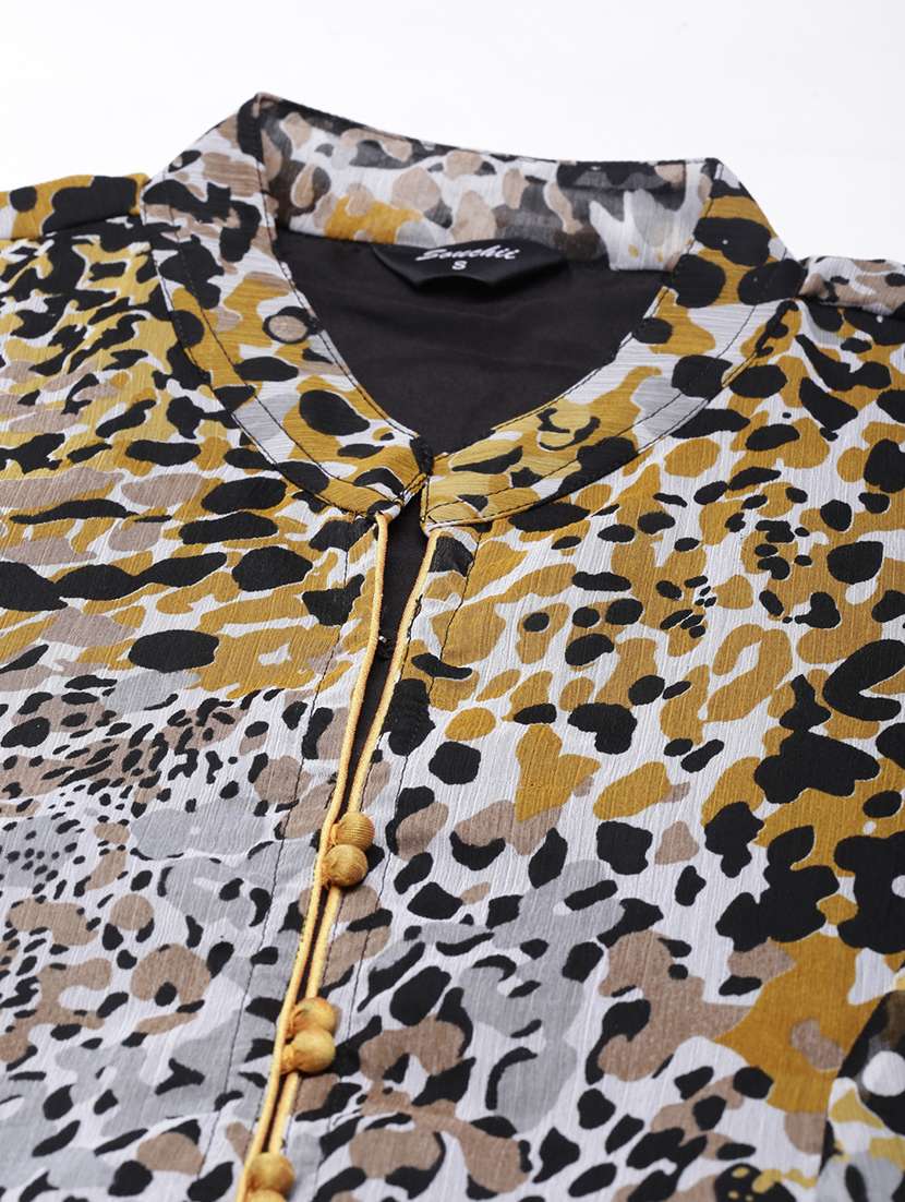 women animal print short sleeve fit & flare dress - 22030717 - Standard Image - 6