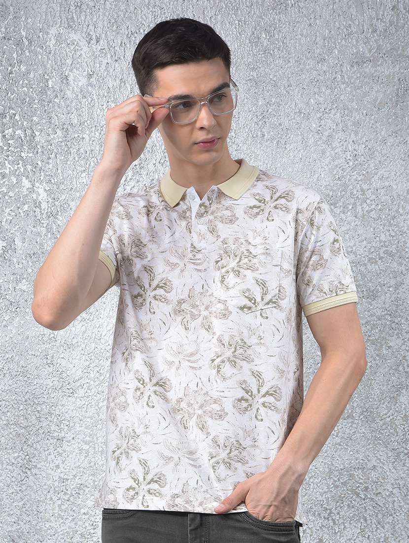 men printed short sleeve regular fit polo t-shirt