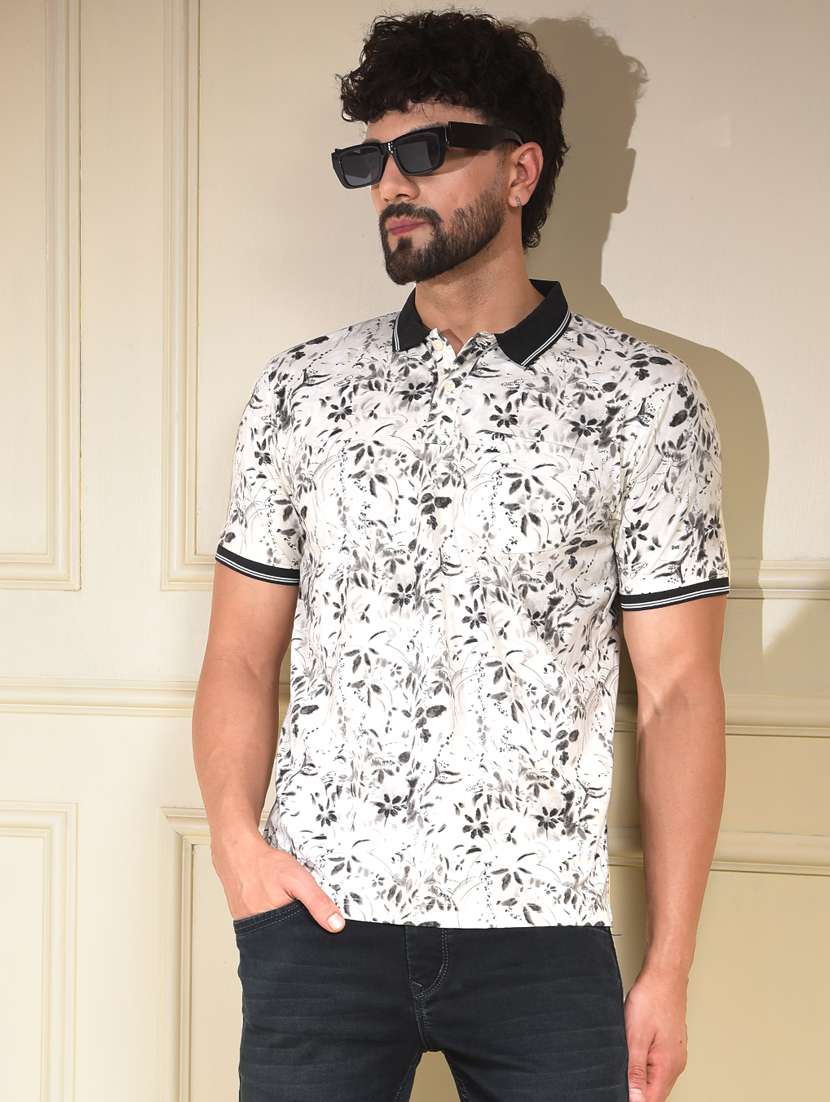 men printed short sleeve regular fit polo t-shirt