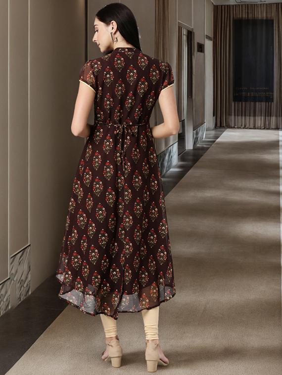 women printed short sleeve flared kurta - 22030763 - Standard Image - 4