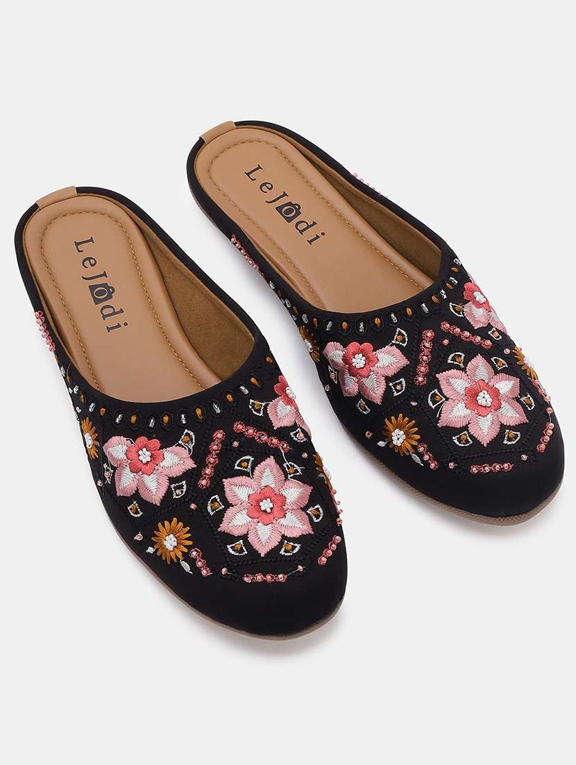 women embroidered slip on jutis - 22030782 - Standard Image - 1