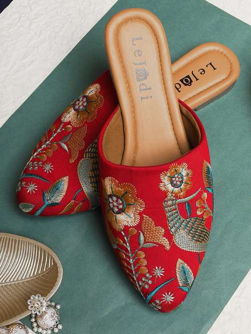 women embroidered slip on mojari - 22030785 - Standard Image - 0