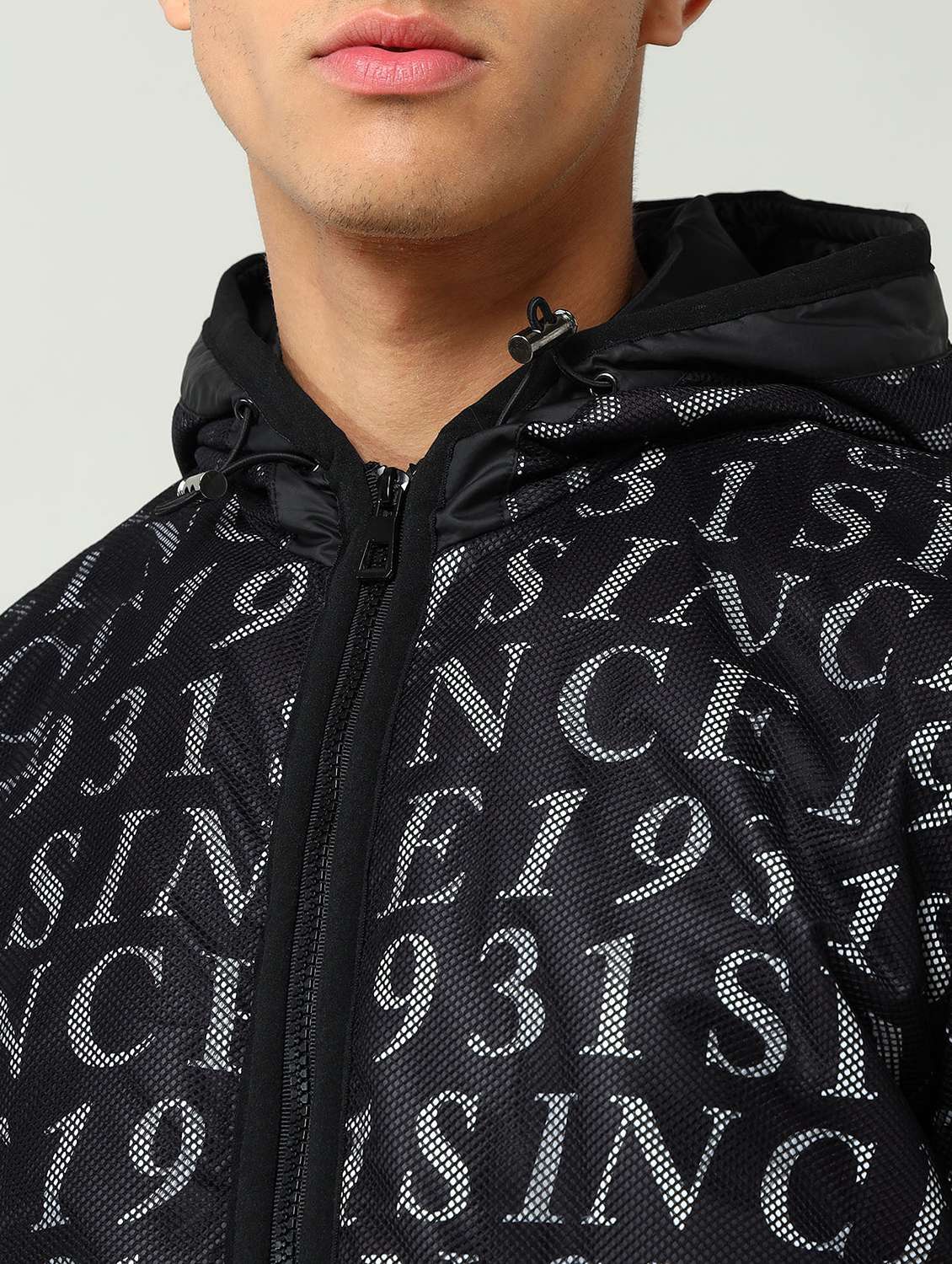 men typographic long sleeve hooded jacket - 22030814 -  Standard Image - 4