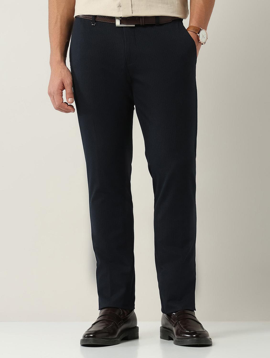 men solid mid rise flat front formal trouser - 22030815 - Standard Image - 1