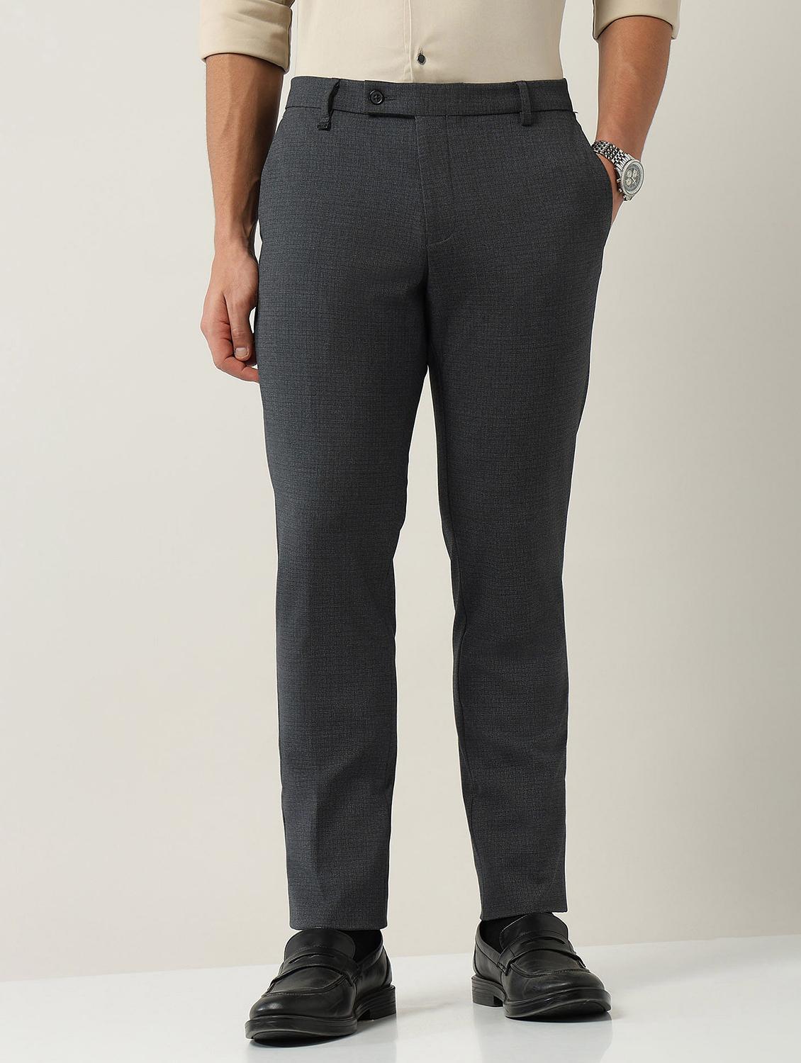 men solid mid rise flat front formal trouser - 22030816 - Standard Image - 1