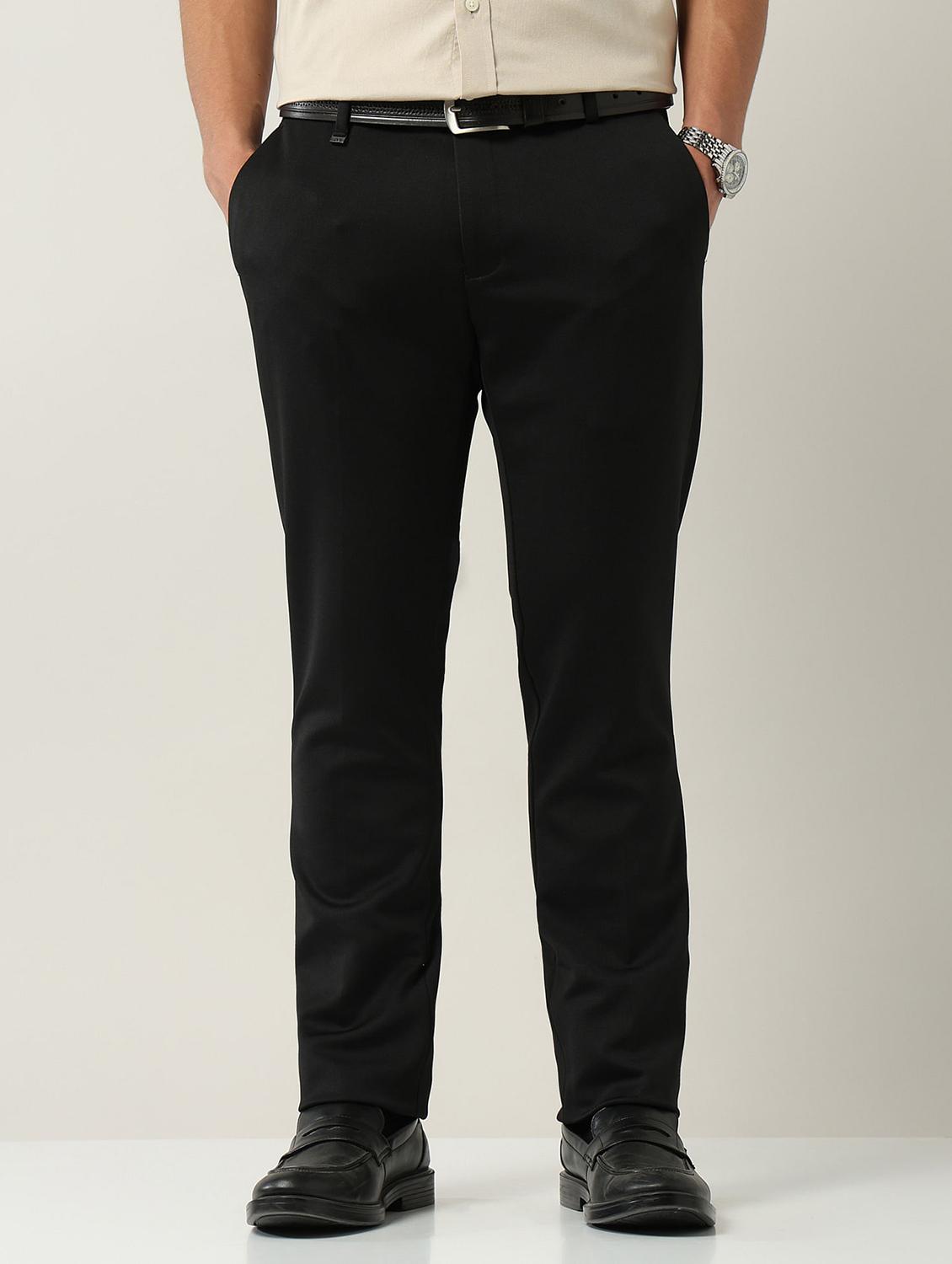 men solid mid rise flat front formal trouser - 22030817 - Standard Image - 1
