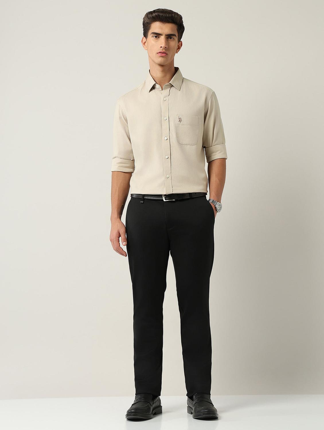 men solid mid rise flat front formal trouser - 22030817 - Standard Image - 4