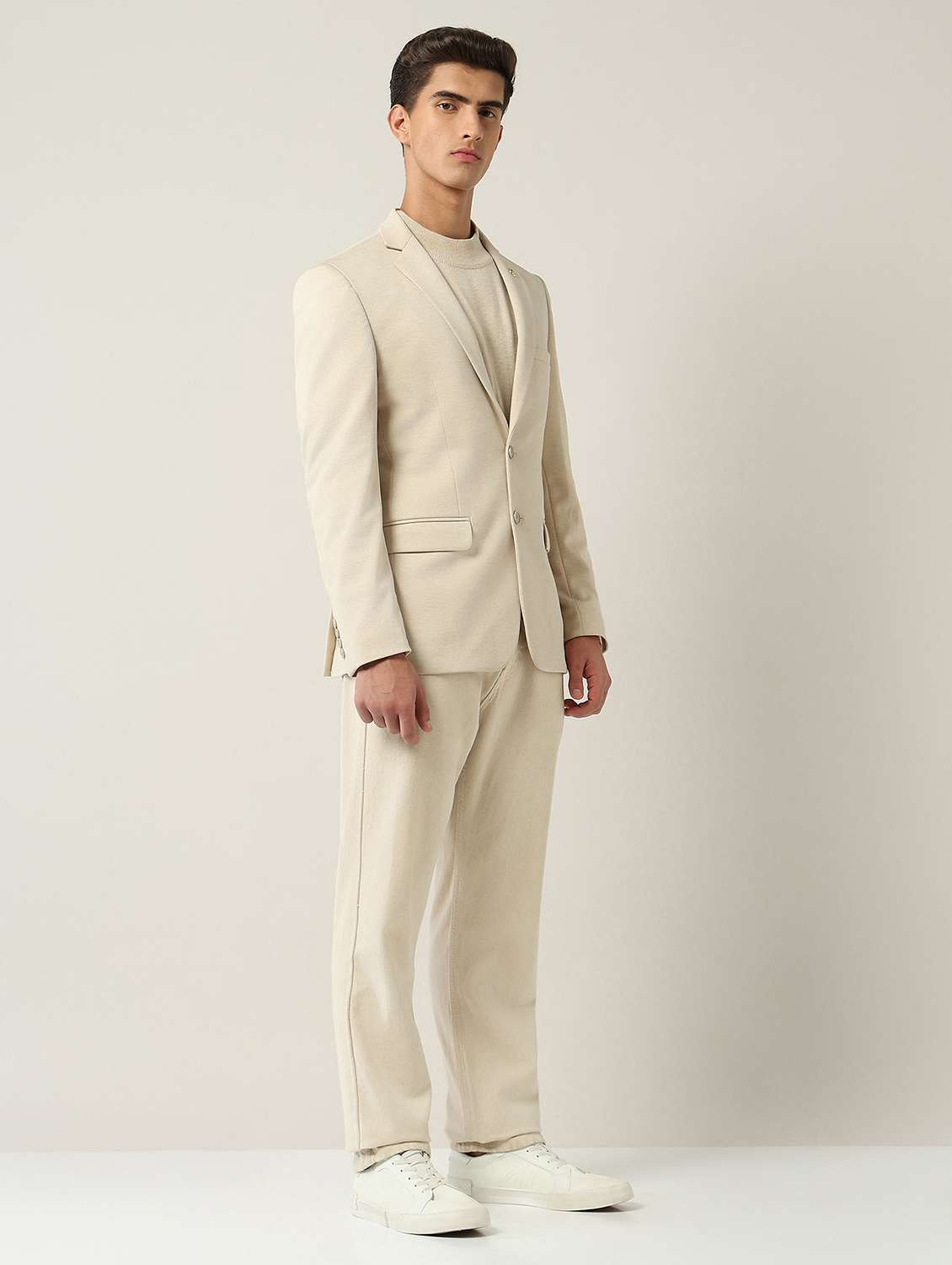 men solid long sleeve single breasted casual blazer - 22030850 -  Standard Image - 1