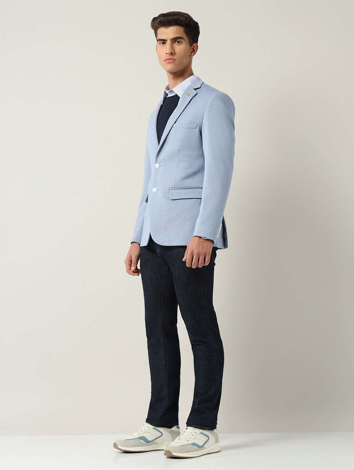 men solid long sleeve single breasted casual blazer - 22030851 -  Standard Image - 1