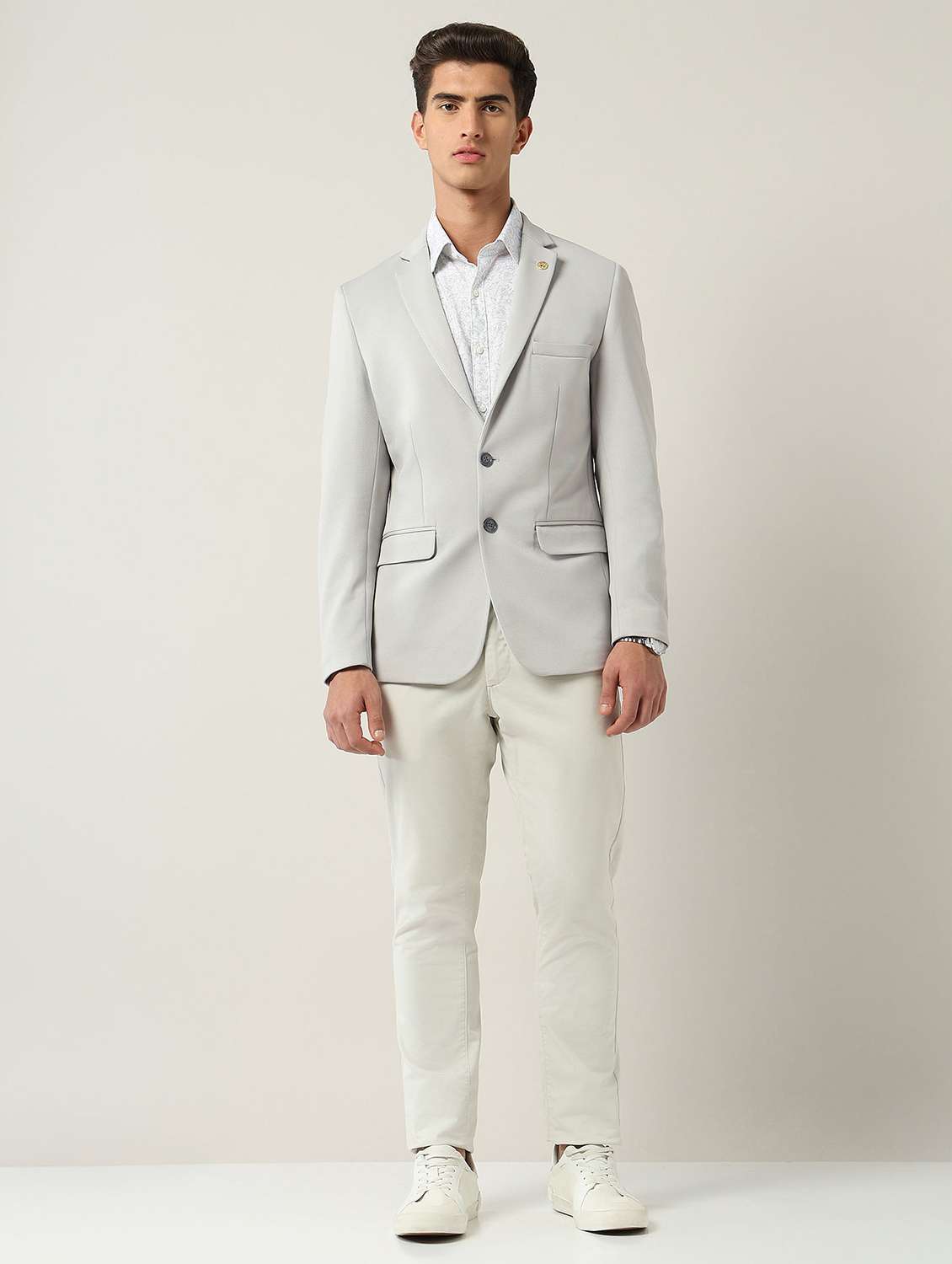 men solid long sleeve single breasted casual blazer - 22030852 -  Standard Image - 1