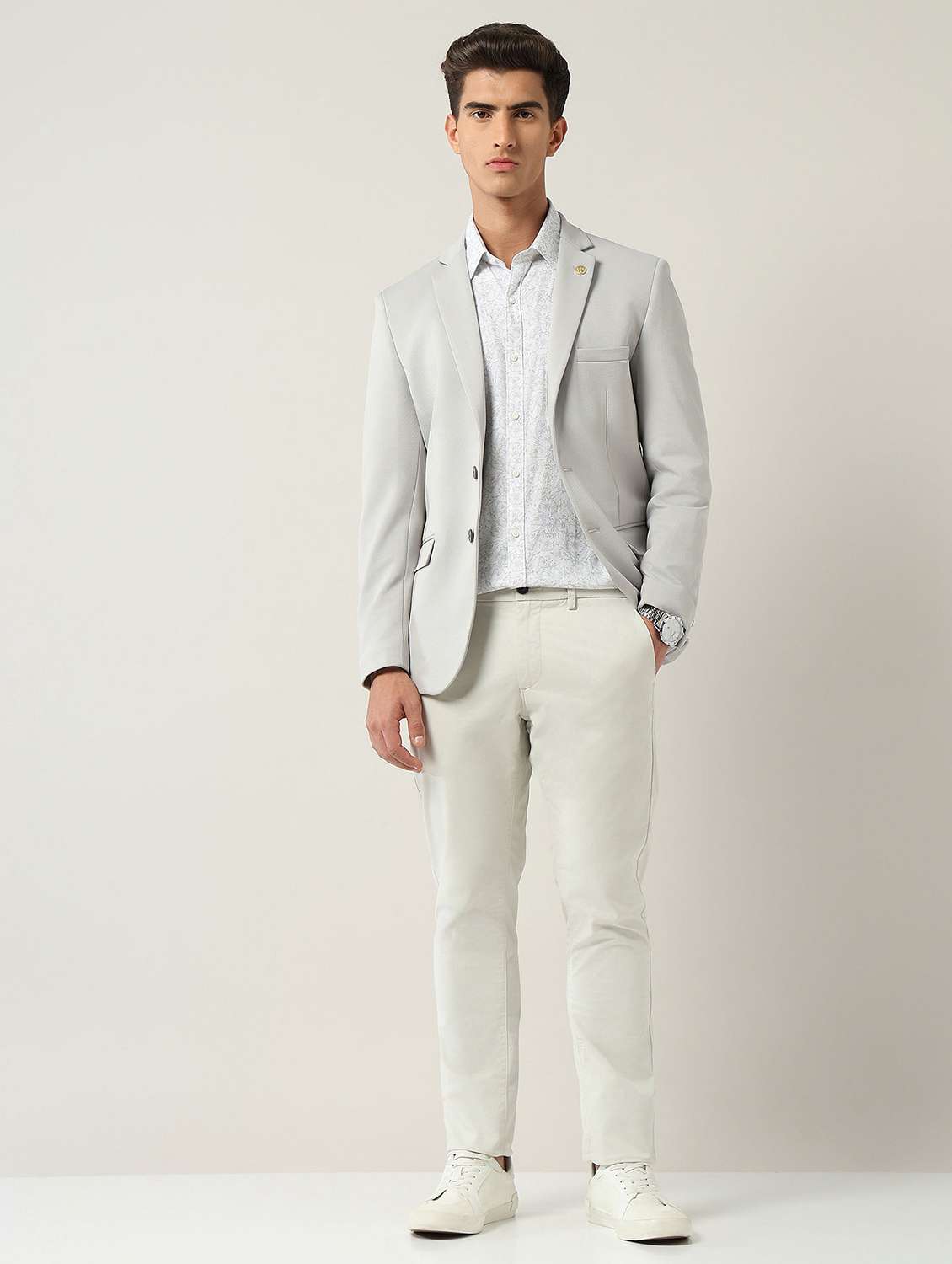 men solid long sleeve single breasted casual blazer - 22030852 -  Standard Image - 4