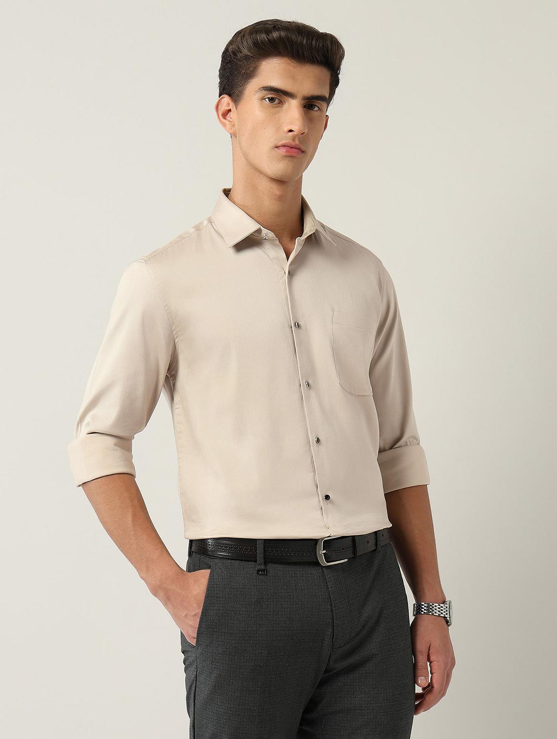 men solid long sleeve slim fit formal shirt - 22030855 - Standard Image - 1