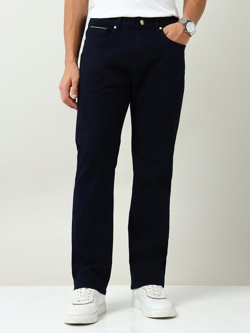men plain mid rise full length straight fit jeans - 22030889 - Standard Image - 0