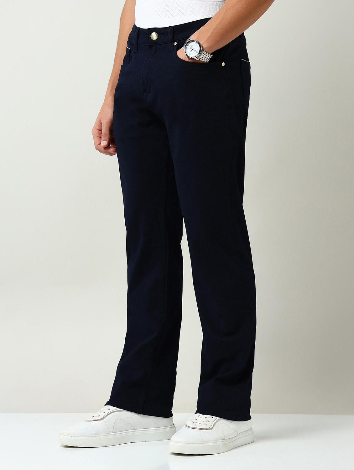 men plain mid rise full length straight fit jeans - 22030889 -  Standard Image - 1
