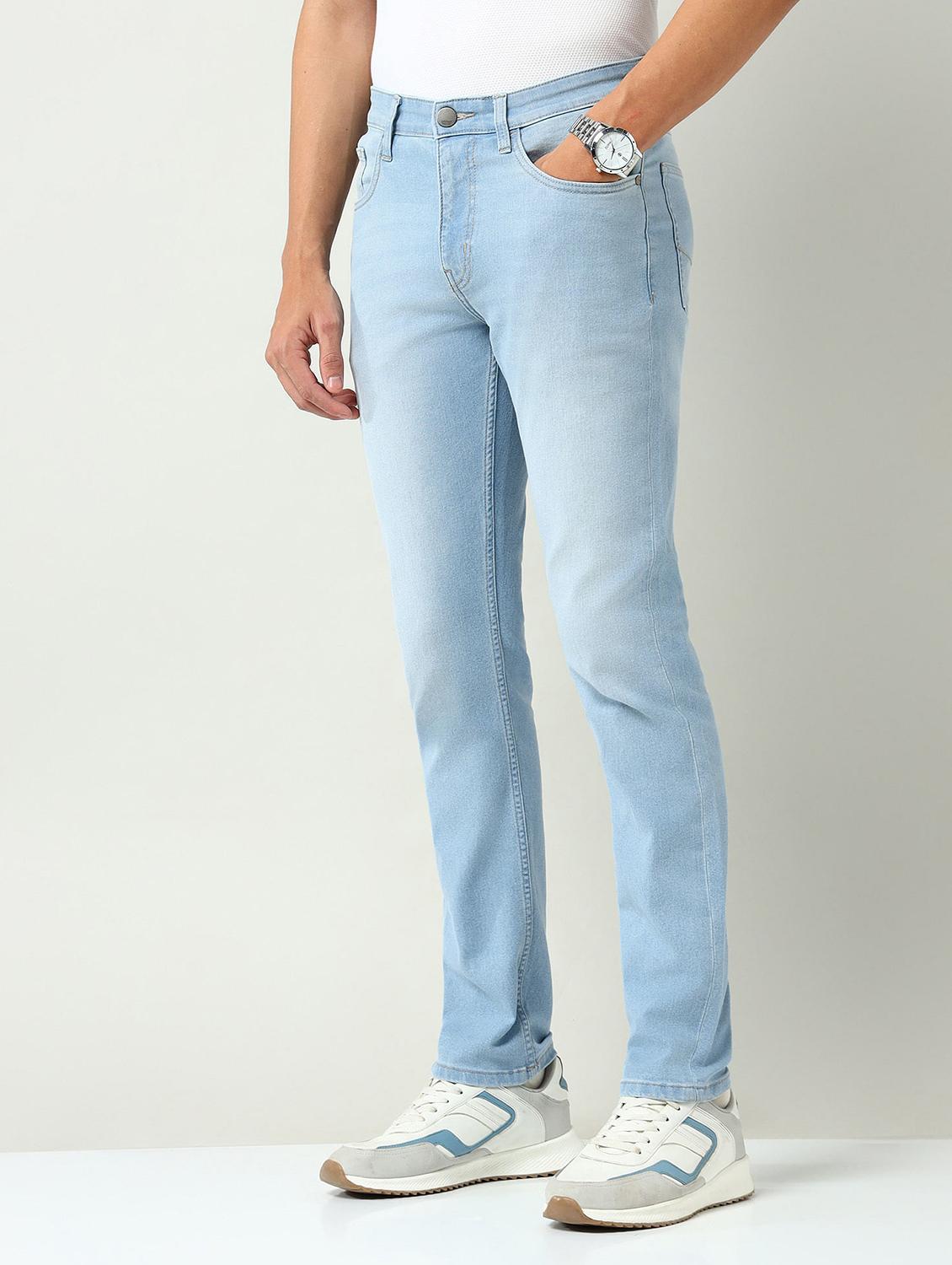 men washed mid rise full length slim fit jeans - 22030890 - Standard Image - 1