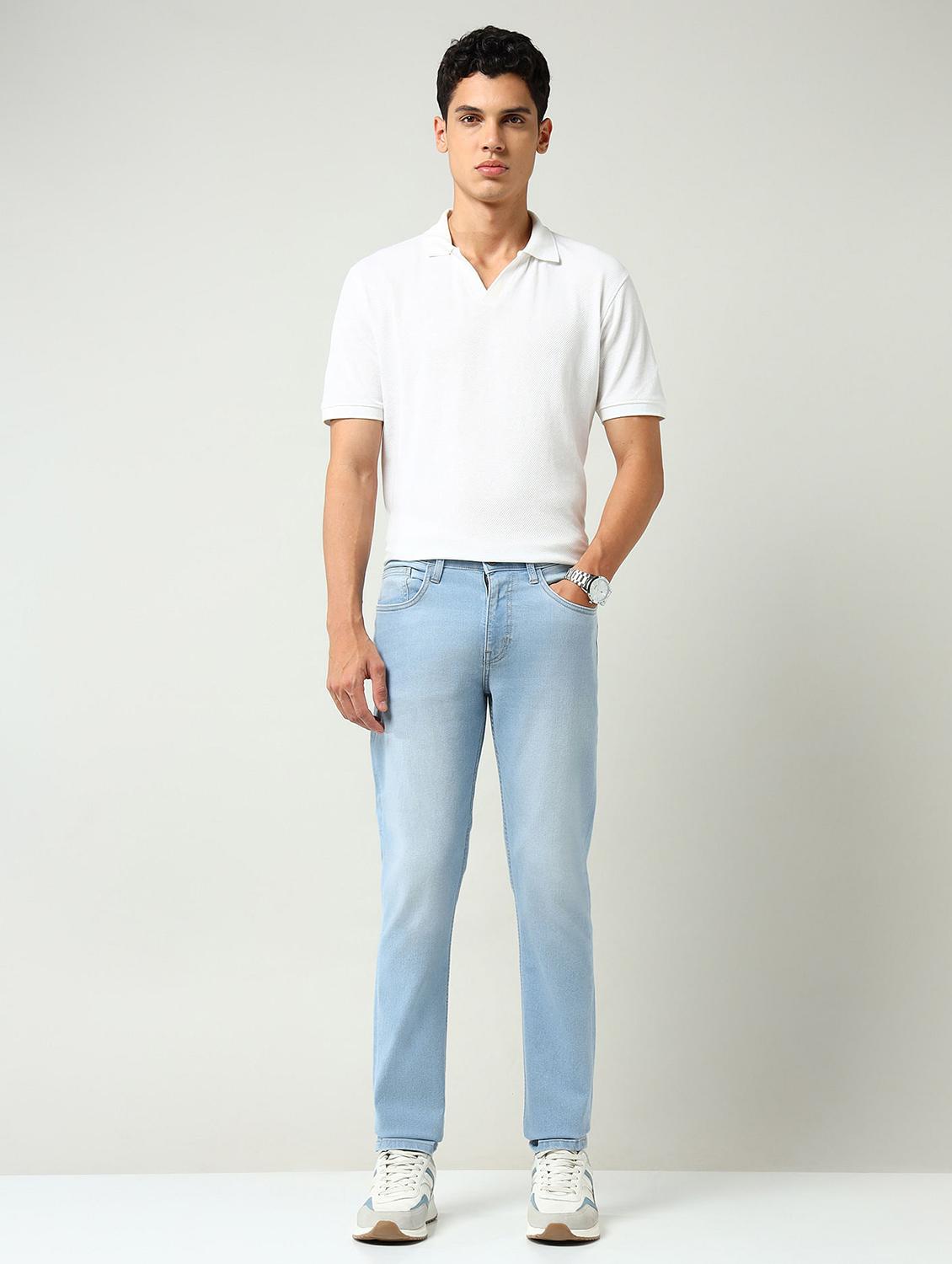 men washed mid rise full length slim fit jeans - 22030890 - Standard Image - 4