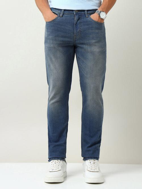 men washed mid rise full length slim fit jeans - 22030891 -  Standard Image - 0