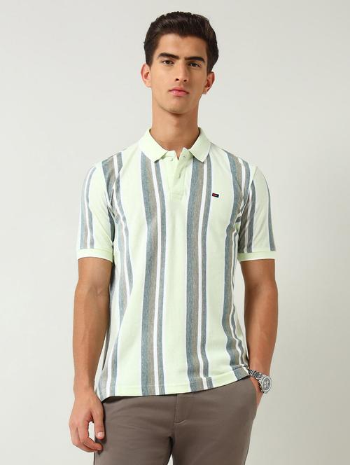 men striped short sleeve slim fit polo t-shirt - 22030902 - Standard Image - 0