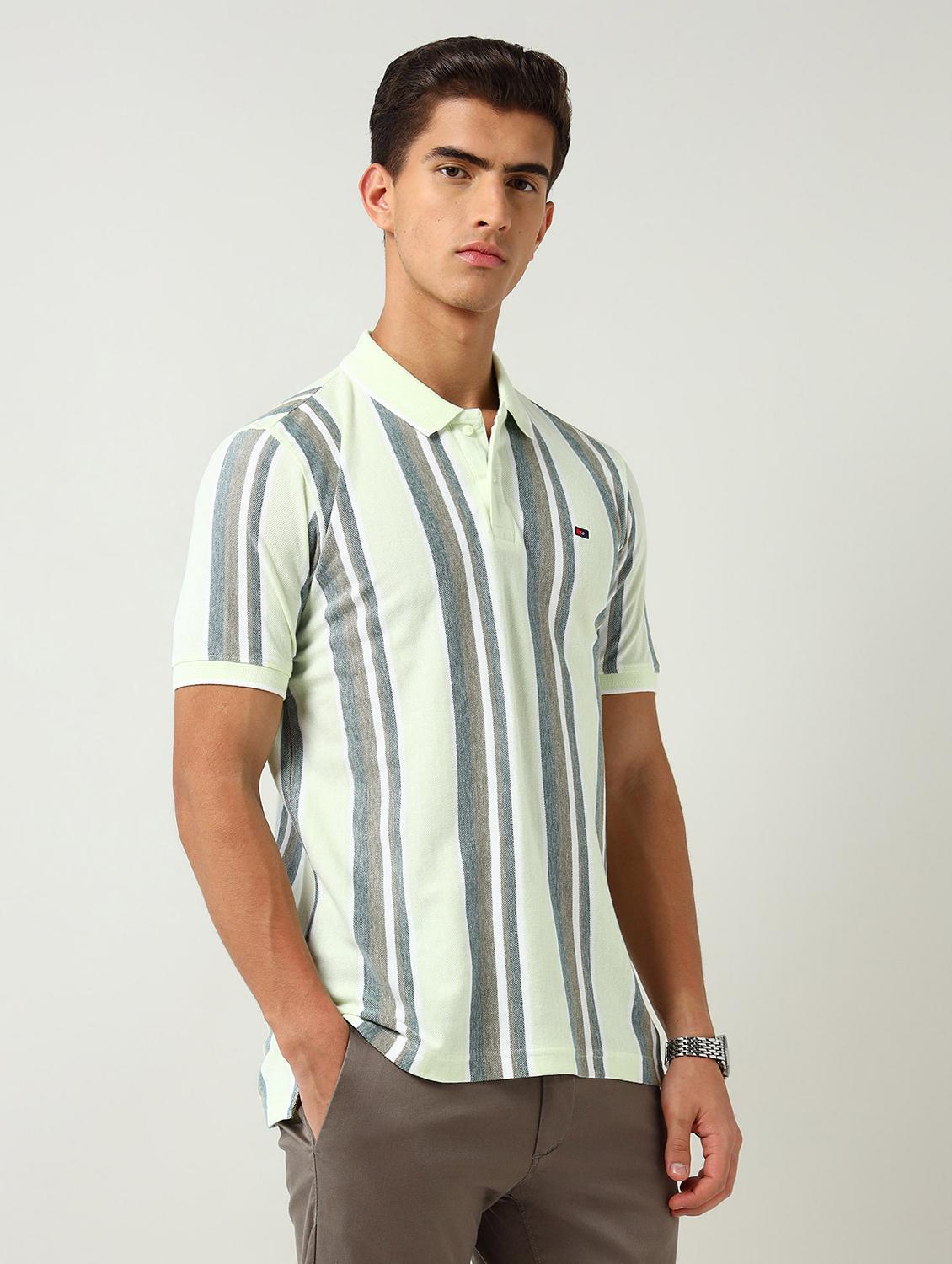 men striped short sleeve slim fit polo t-shirt - 22030902 - Standard Image - 1