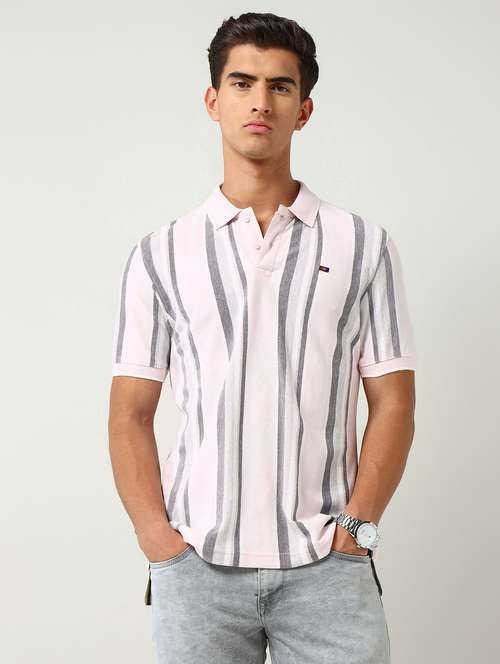 men striped short sleeve slim fit polo t-shirt - 22030903 -  Standard Image - 0