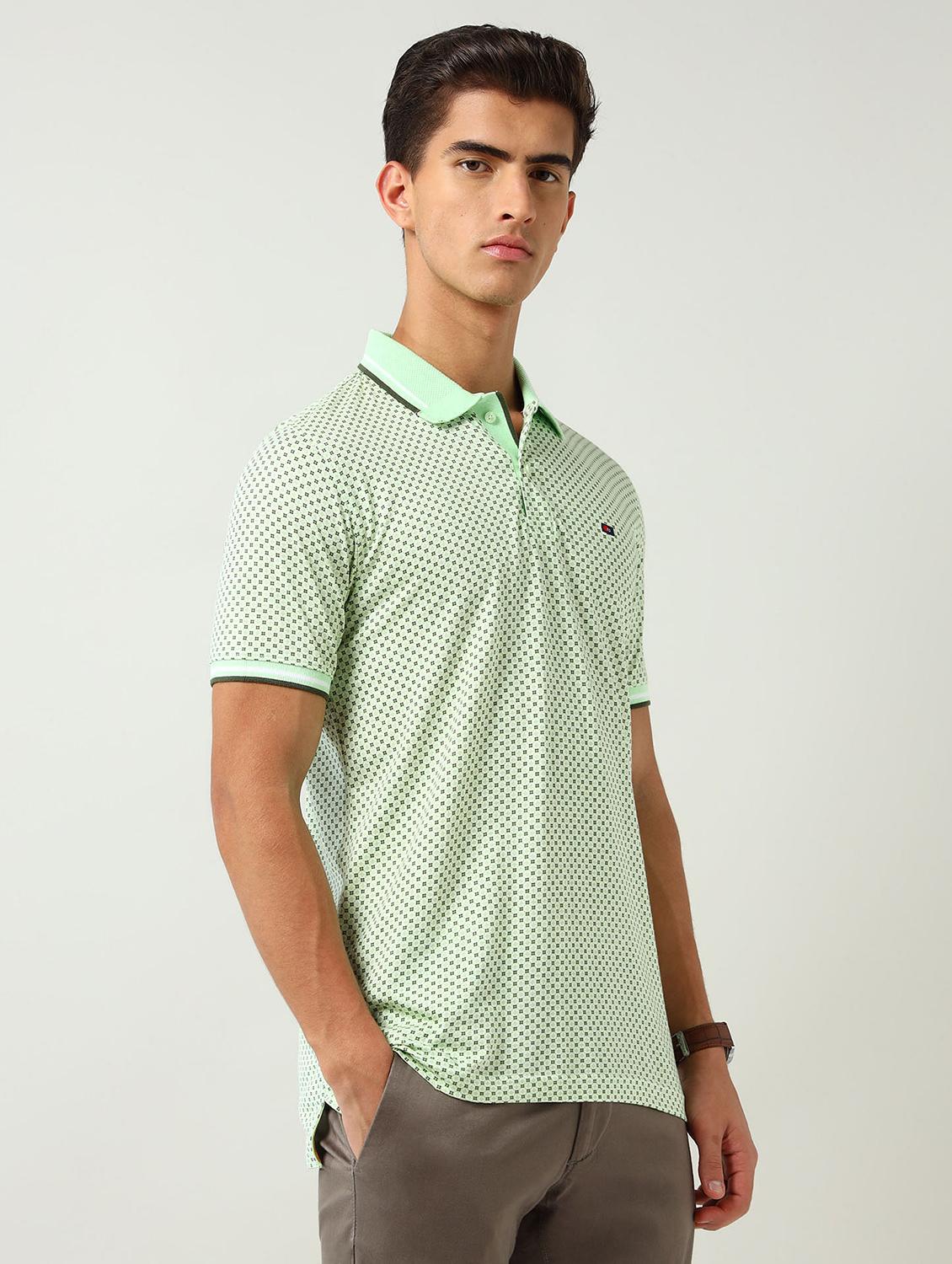 men printed short sleeve slim fit polo t-shirt - 22030906 - Standard Image - 1