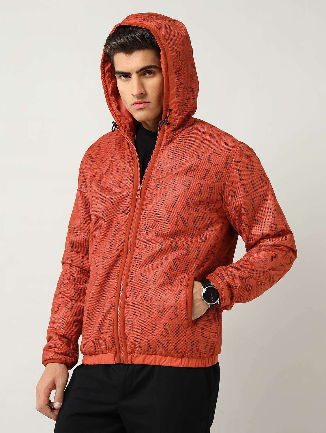 men typographic long sleeve casual jacket - 22030912 -  Standard Image - 1