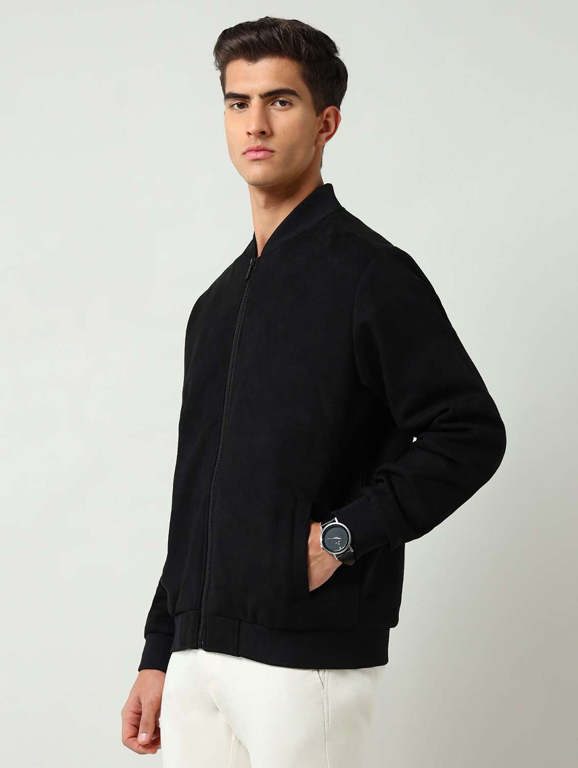 men solid long sleeve casual jacket - 22030915 -  Standard Image - 1