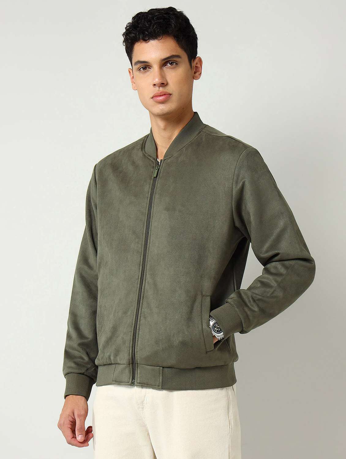 men solid long sleeve casual jacket - 22030918 -  Standard Image - 1