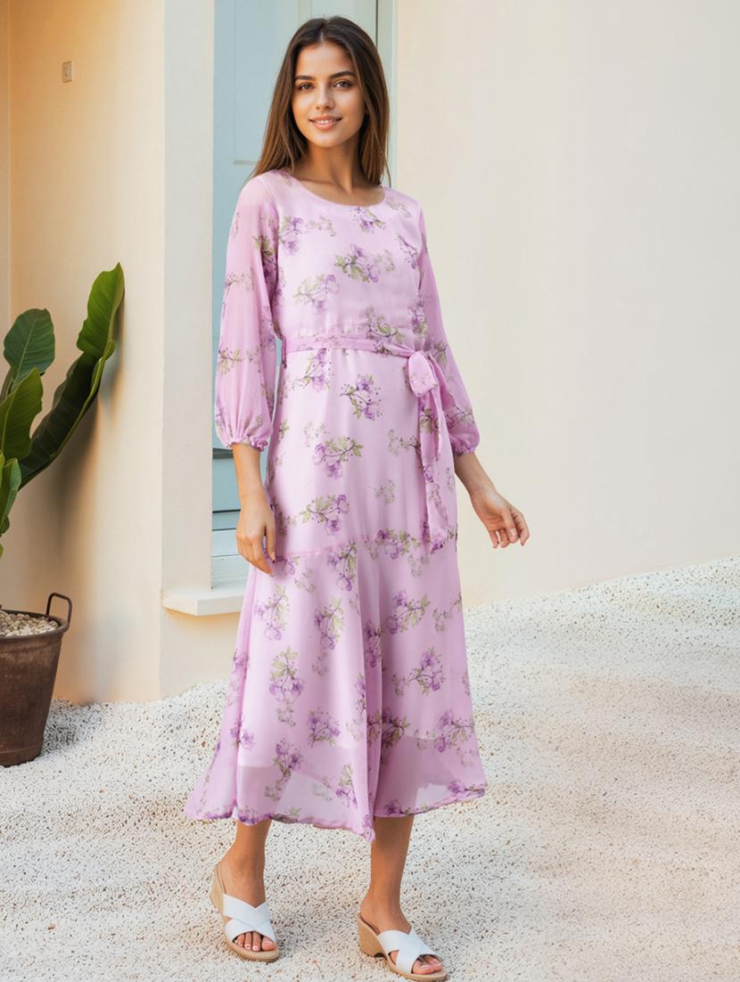 women floral print puff sleeve a-line dress - 22030920 - Standard Image - 1