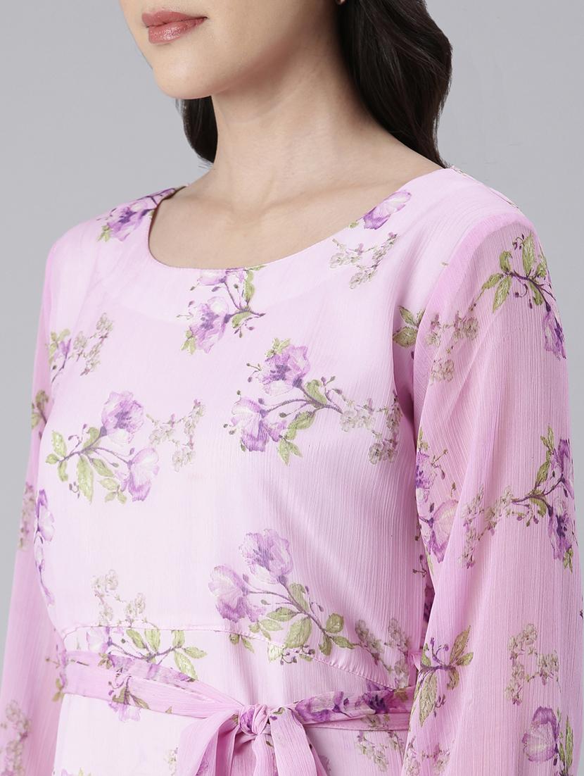 women floral print puff sleeve a-line dress - 22030920 - Standard Image - 4